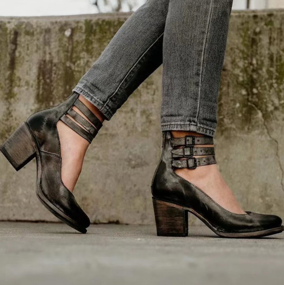 Victoria | Escarpins en cuir style vintage