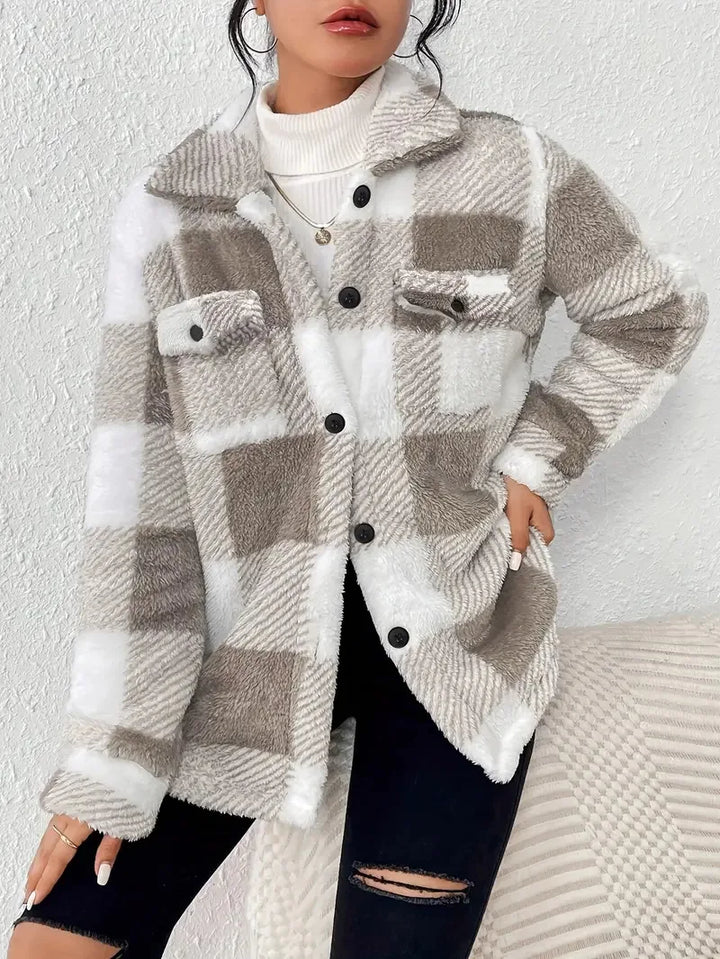 Victoria | Stylish Plaid Fleece Jacket