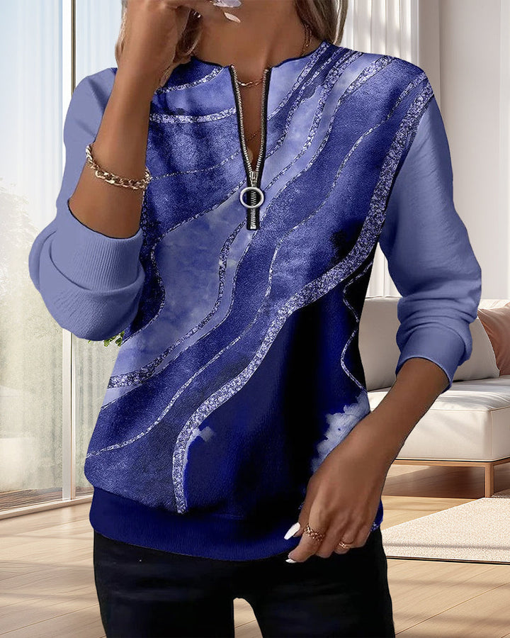 Victoria | Half-Zip Sweatshirt with Vintage Print