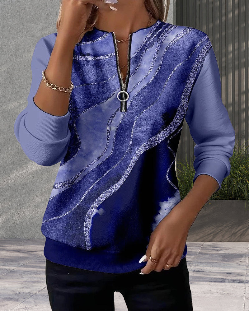 Victoria | Half-Zip Sweatshirt with Vintage Print