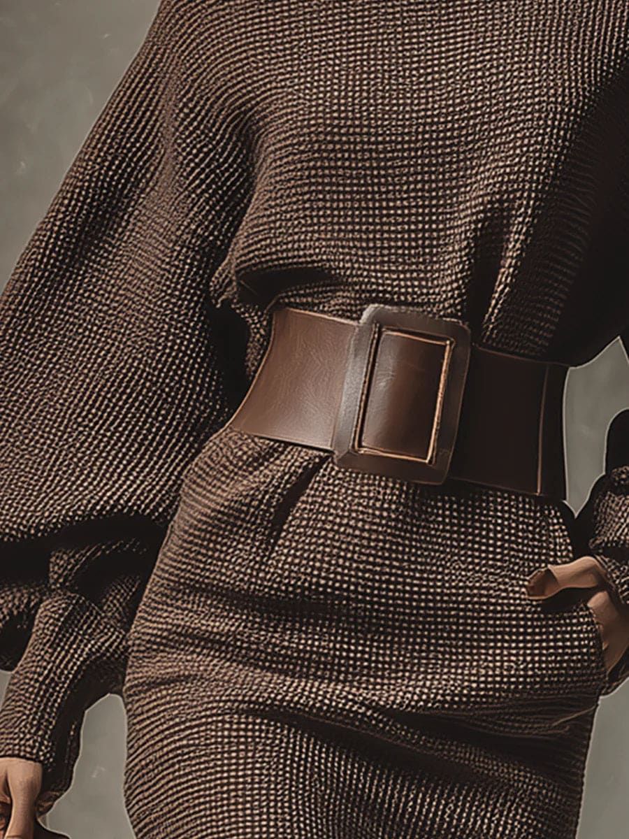 Victoria | Short Knit Dress With Structured Belt