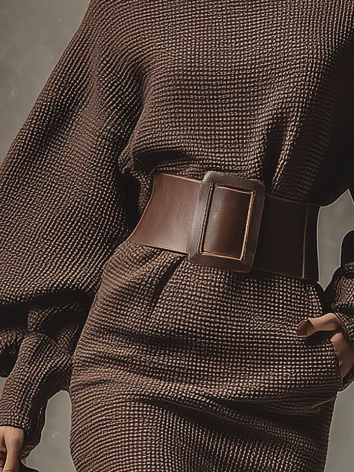 Victoria | Short Knit Dress With Structured Belt