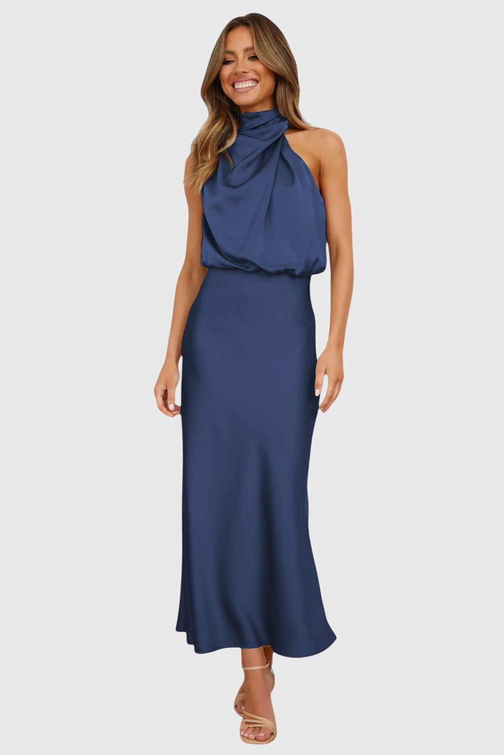 Victoria | Glamorous Satin Halter Dress