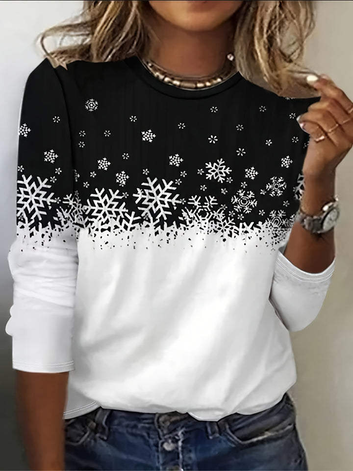 Victoria | Winter Print Long-Sleeve Top