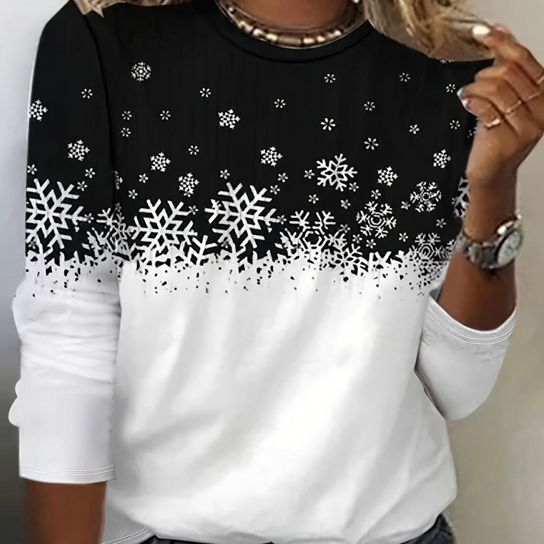 Victoria | Winter Print Long-Sleeve Top