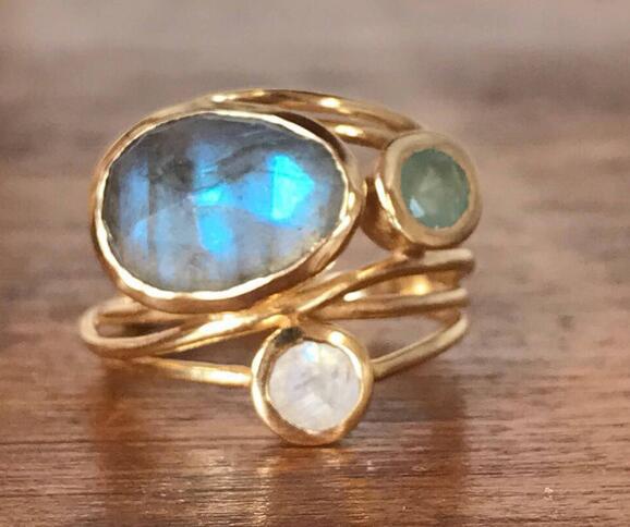 Victoria Vintage Inset Blue Moonstone Ring |