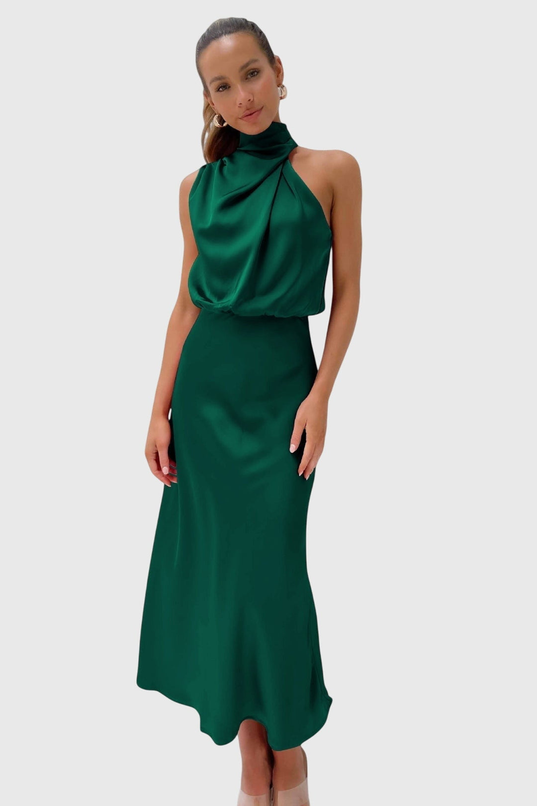 Victoria | Glamorous Satin Halter Dress