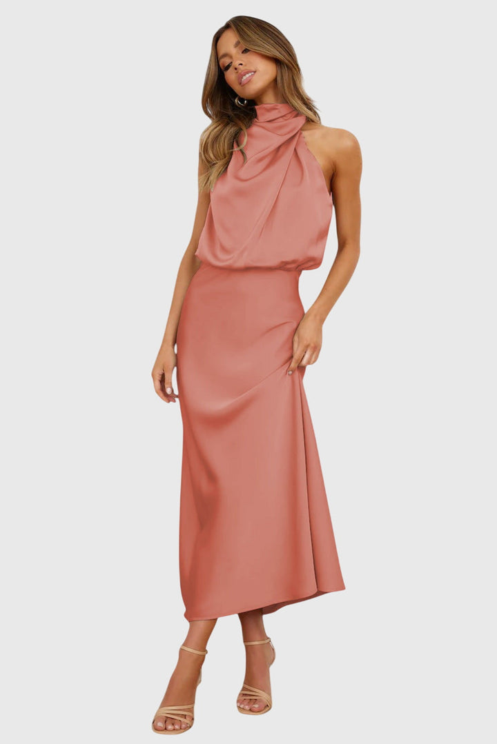 Victoria | Glamorous Satin Halter Dress