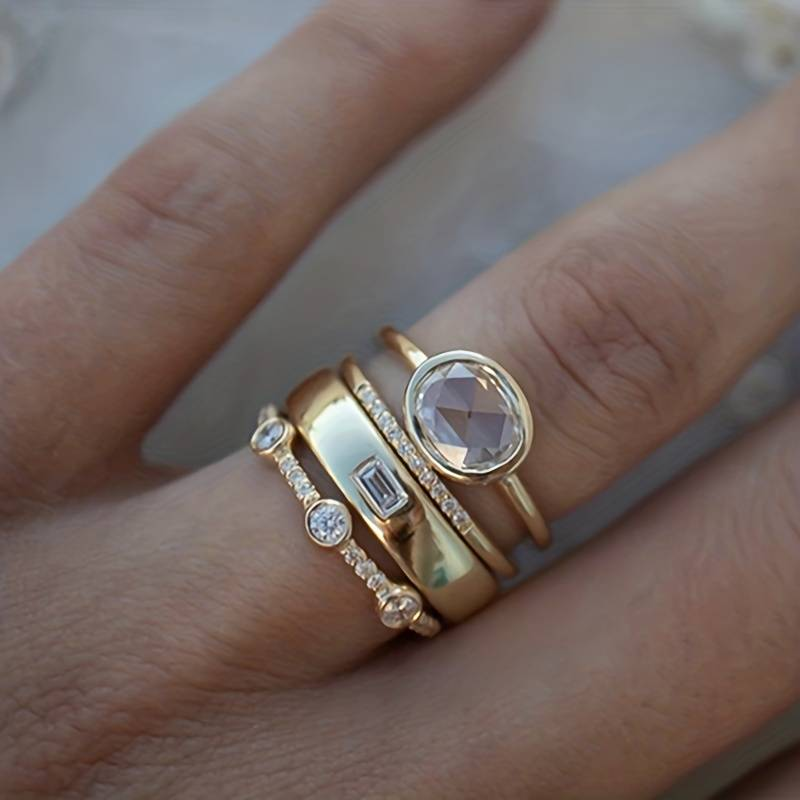 Victoria | Vintage Gold & Zirconia Ring Set
