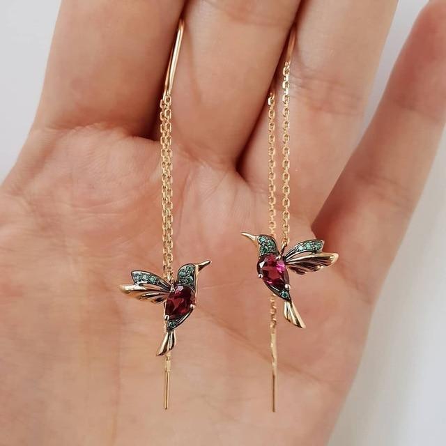Victoria Hummingbird Earrings with Enamel and Zirconia |