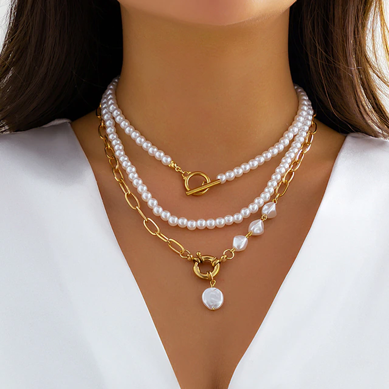 Victoria | Vintage Pearl Necklace in Multi-Layer Design
